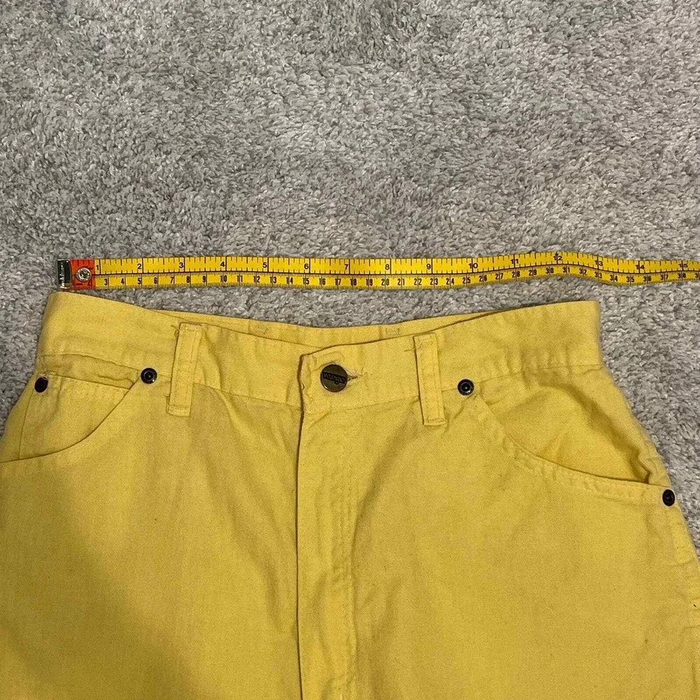 Vintage Wrangler Yellow High Waisted Denim Shorts Cut Offs Made in USA Junior 13